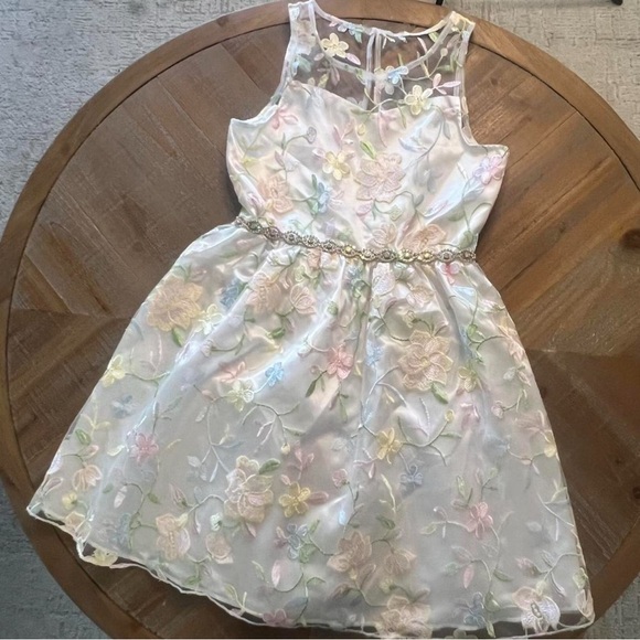 Rare Editions Other - Rare Editions Pastel Floral embroidered Kids Dress Size 12